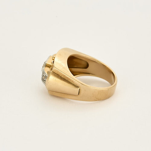 Bague 55 Bague Tank en or jaune, platine et diamants 58 Facettes CHA1051