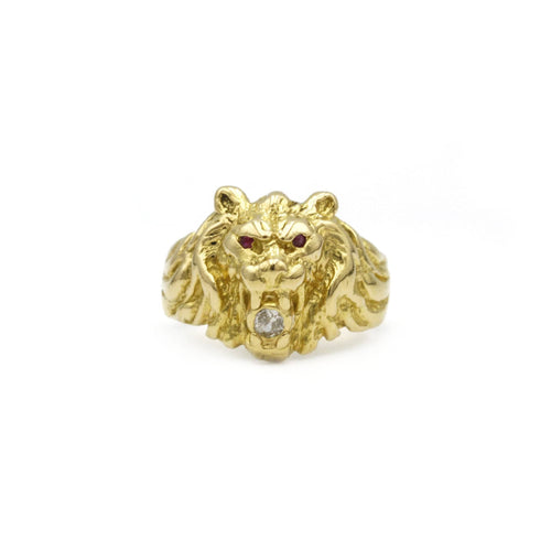 Bague 59 Bague lion or jaune diamant et rubis 58 Facettes 240258R