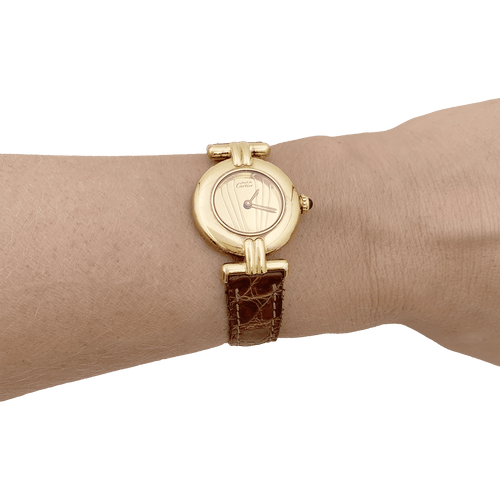 Montre Montre Cartier, "Colisée Must", vermeil, cuir. 58 Facettes 34779