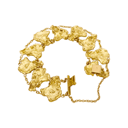 Bracelet Bracelet vintage maillons style pépite, or jaune. 58 Facettes 34801