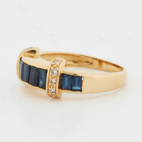 Bague 54 BAGUE OR JAUNE SAPHIRS ET DIAMANTS 58 Facettes REF 3063/18