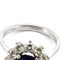 Bague 61 Anello en or blanc avec saphir central et diamants 58 Facettes