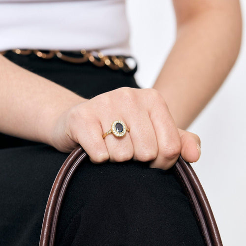 Bague 58 Bague or jaune, saphir et diamants 58 Facettes ALE42764