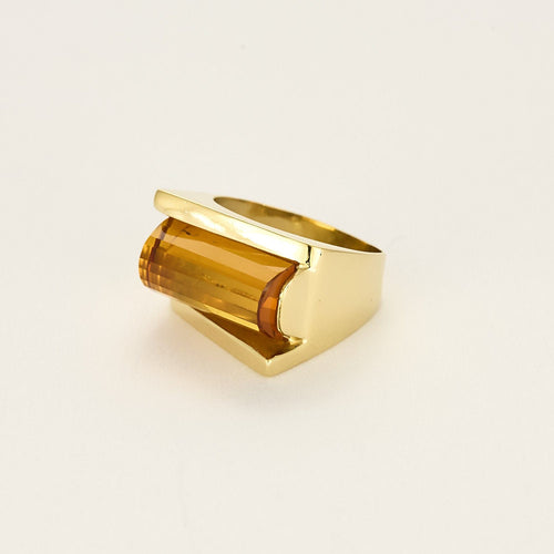 Bague 53 Bague en or jaune et citrine 58 Facettes SQU3784X4