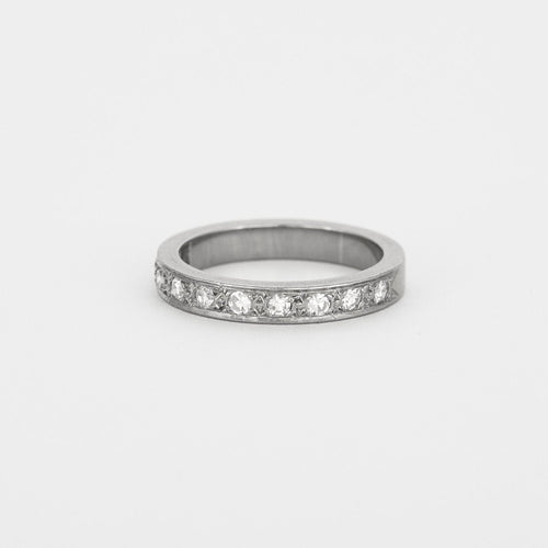 Bague 50 Alliance or gris ornée de diamants 58 Facettes 196-1