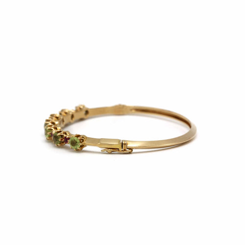 Bracelet Rigide - Or, Péridots et Rubis