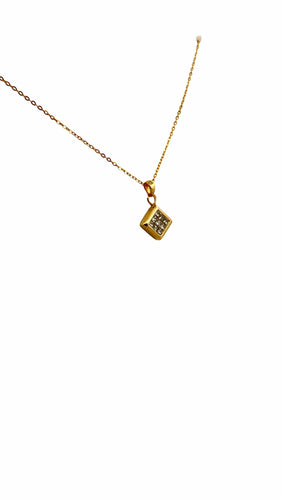 Collier Chaîne et pendentif en or jaune et diamants princesses 58 Facettes