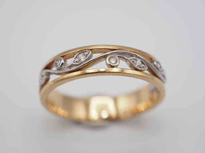 Bague 54 Bague or jaune diamant floral 58 Facettes
