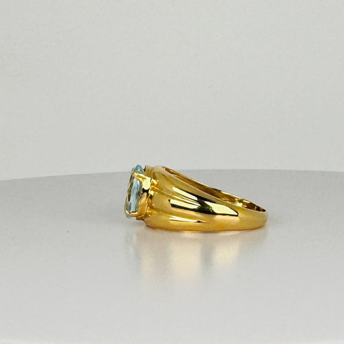 Bague Bague vintage avec aigue-marine ovale 58 Facettes 2505004