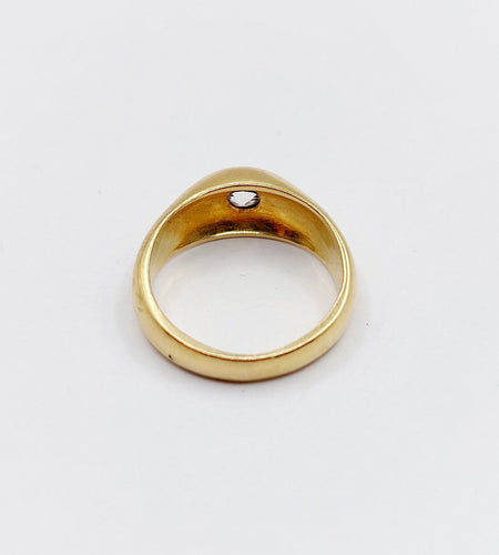 Bague 50 Bague jonc dôme or jaune 18k diamant taille ancienne 0,40 carat 58 Facettes A06197