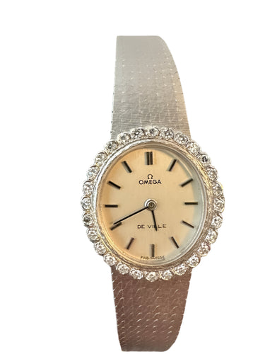 Montre OMEGA - Montre dame modèle De Ville, or gris diamants 58 Facettes