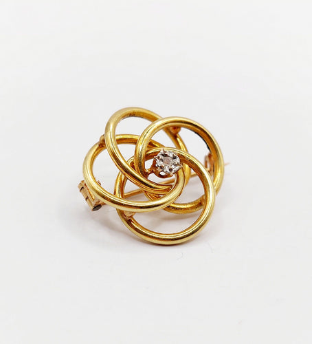 Broche Broche fleur art nouveau en or 18k et diamant taille rose 58 Facettes A06423