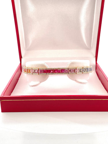 Bracelet Bracelet raimbow or 18 carats multi-saphirs et diamants 58 Facettes