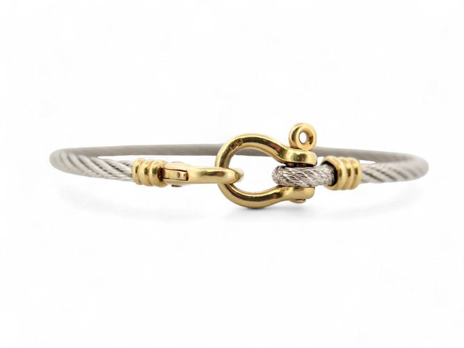 Bracelet vintage bracelet FRED force 10 t17 cable en acier & manille or jaune 18k 58 Facettes 269964
