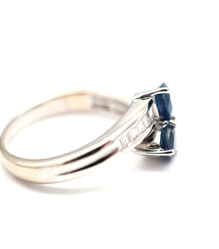 Bague 54 Bague toi et moi en or blanc 750, saphirs et diamants 58 Facettes