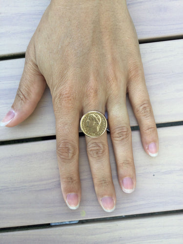 Bague 57.5 Bague Or jaune Napoléon III 58 Facettes 2945/1