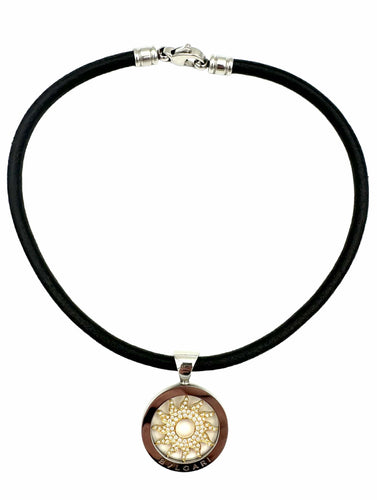 Collier BVLGARI. Collection "Tondo", collier en or, acier et diamants 58 Facettes