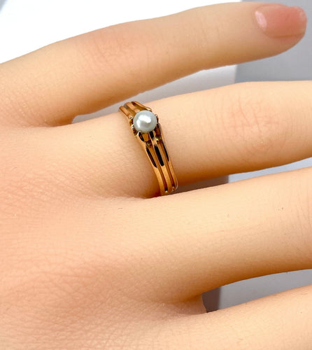 Bague 49 Bague en or rose perle fine vers 1900 58 Facettes AB663