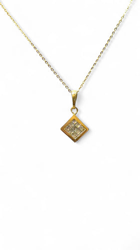 Collier Chaîne et pendentif en or jaune et diamants princesses 58 Facettes