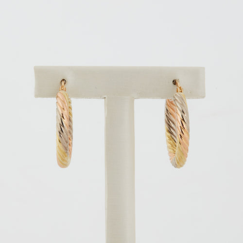 Boucles d'oreilles BOUCLES D’OREILLES CRÉOLES TORSADES 3 OR 58 Facettes REF 2017/20