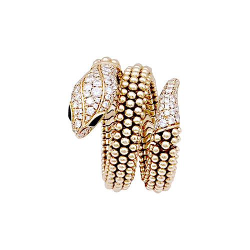 Bague 56 Bague Bulgari, "Serpenti" or rose, diamants et onyx. 58 Facettes 35177