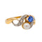 Bague 50 Bague Toi & moi Or jaune, Platine Perle de culture, Saphir, Diamant 58 Facettes 3853932RV