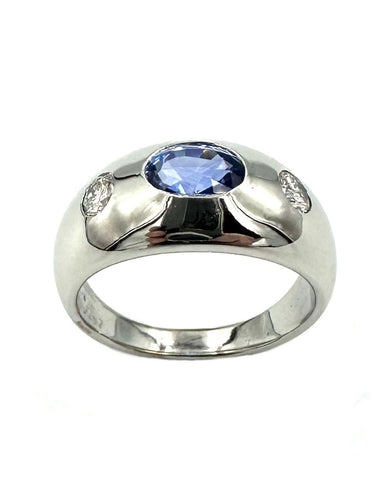 Bague BVLGARI. Bague vintage or blanc, saphir et diamants 58 Facettes