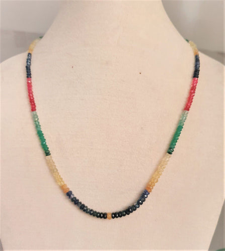 Collier COLLIER 3 RANGS SAPHIRS EMERAUDES SPINELLES ROUGES 58 Facettes C 76  (1/3)