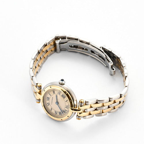 Montre Montre Cartier panthère ronde or et acier. 58 Facettes P20L2