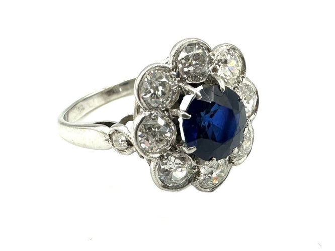 Bague 50 Bague Belle Époque platine, saphir et diamants 58 Facettes