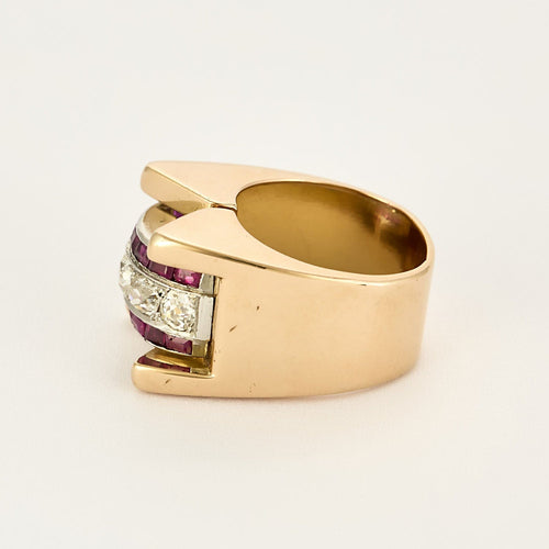 Bague 54 Bague Tank Or jaune diamants et rubis 58 Facettes B240548