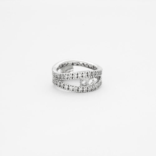 Bague 53 Anneau en or gris avec diamants 58 Facettes 23/499