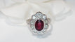 Bague 56 Bague Entourage En Or Blanc, Rubis Et Diamants 58 Facettes F4385