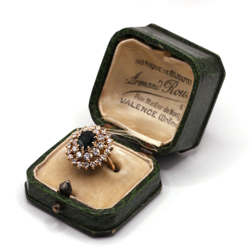 Bague 54 Bague - Or jaune saphir et diamants 58 Facettes 1051