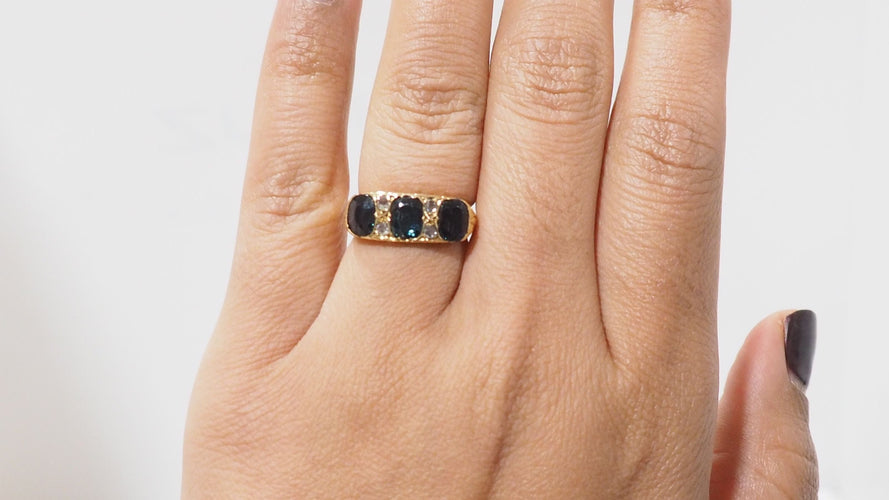 Bague 51 Bague Jarretière En Or  Saphirs Et Diamants 58 Facettes 29705