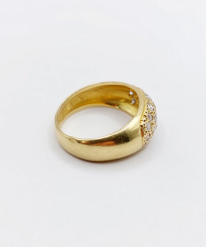 Bague 52.5 Bague jonc bombée or jaune 18k pavé 0,65 carats de diamants taille brillant 58 Facettes A04886