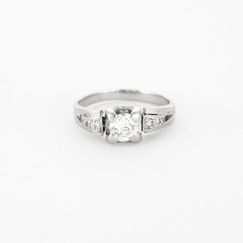 Bague 54 Solitaire or blanc platine diamants 58 Facettes LP936/BET