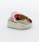 Bague 47 Bague chevalière art deco or blanc 18k et platine ornée d'un diamant taille rose et d'un rubis synthétique 58 Facettes A04973