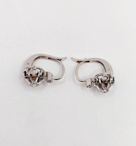 Dormeuses or blanc, diamants taille rose (circa 1900) 58 Facettes A05977