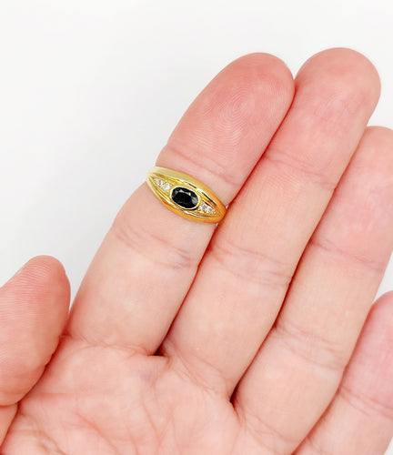 Bague 53 Bague jonc vintage or jaune, saphir et diamants 58 Facettes A06062