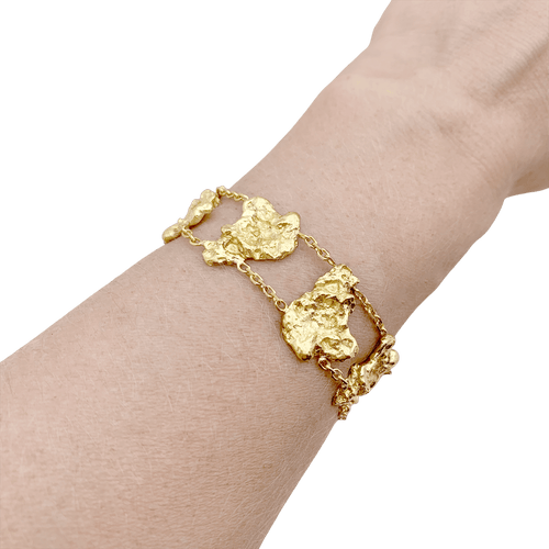 Bracelet Bracelet vintage maillons style pépite, or jaune. 58 Facettes 34801