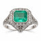 Bague 53 Bague vintage en platine ornée de diamants et d'une émeraude 58 Facettes 50365