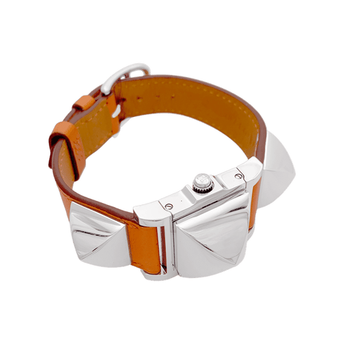 Montre Hermès "Médor" acier, cuir.