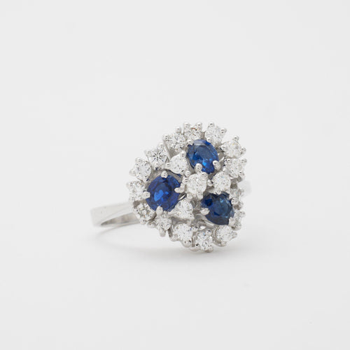 Bague Bague saphirs et diamants 58 Facettes
