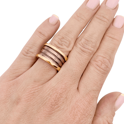 Bague 50 Bague Bulgari, "B.Zero1", or rose, cermet. 58 Facettes 34806