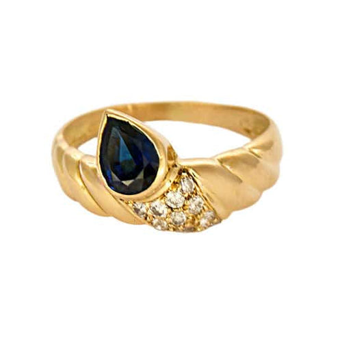 Bague 51,5 Bague or jaune, saphir et diamants 58 Facettes NAR0193
