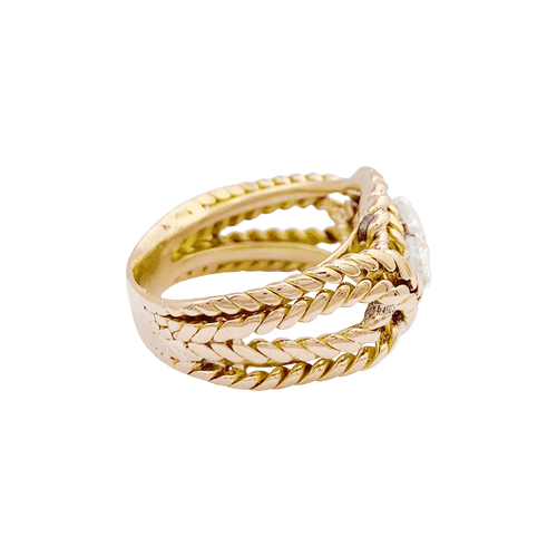 Bague 58 Bague fils d'or jaune et diamants. 58 Facettes 34510