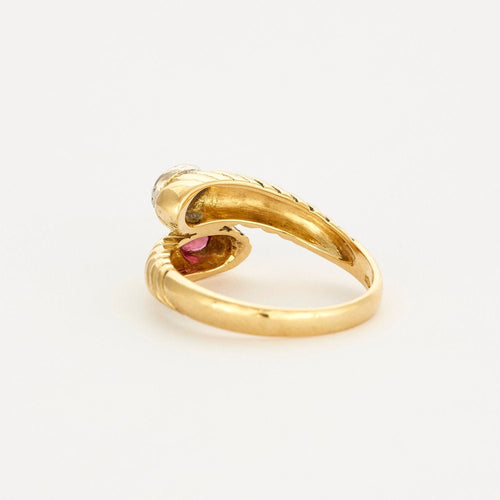 Bague 52.5 Bague Toi & Moi or jaune rubis et diamants 58 Facettes