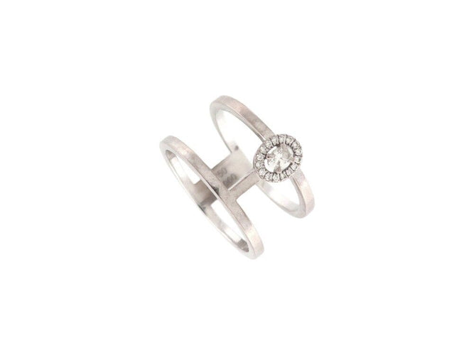 Bague 55 bague MESSIKA glam'azone 2 rangs 06173-wg diamants 0.15ct t55 or 18k 58 Facettes 268297