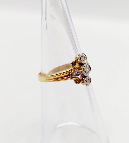 Bague marquise antique en or 18k et diamants taille rose (circa 1900)